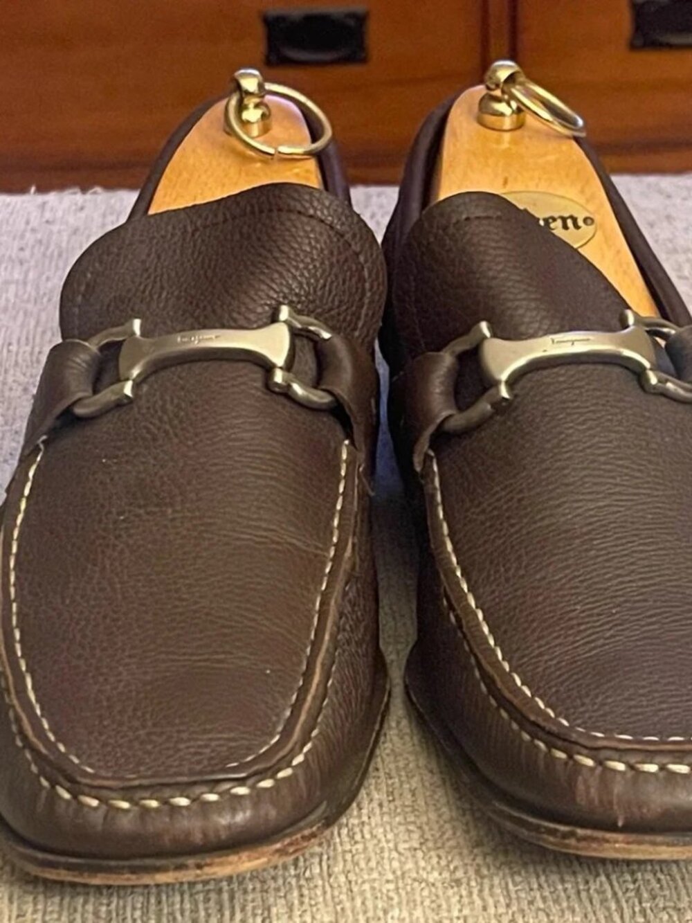 Salvatore Ferragamo Men’s Brown Leather Horsebit Driving Loafers Size 8 D